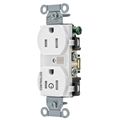 Hubbell Wiring Device-Kellems Straight Blade Devices, Receptacles, Duplex, 1/2 Load Controlled, 15A, 125V, 2 Pole, 3 Wire Grounding, Back and Side Wired, White BR15C1WHITR